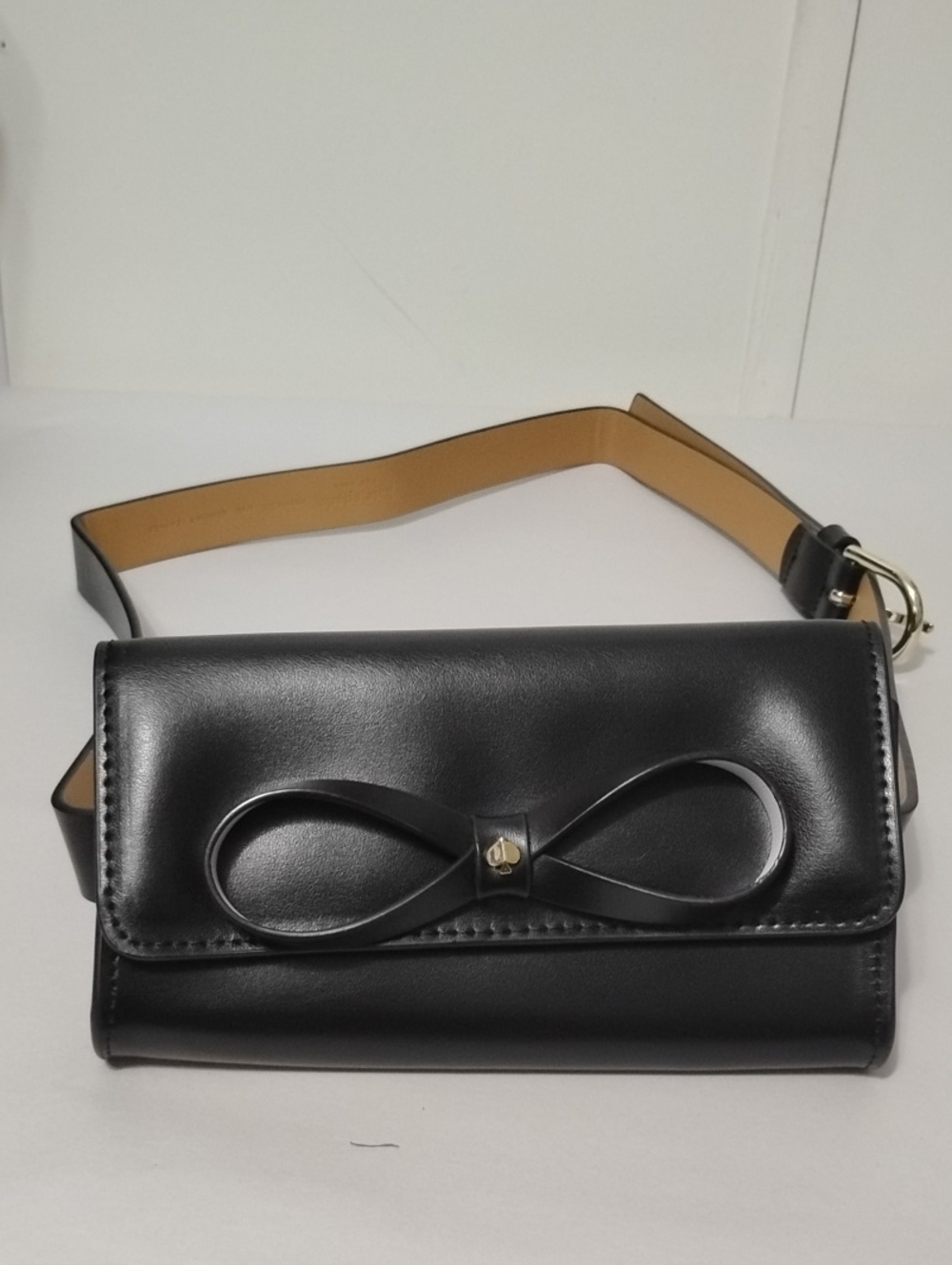 Kate Spade Black Leather Bow-Accent Belt Bag